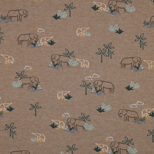 [VE-03116-016] Jersey Melange Elephants Taupe