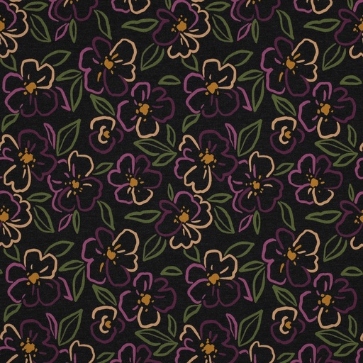 [VE-03117-004] Jersey Melange Flowers Anthracite