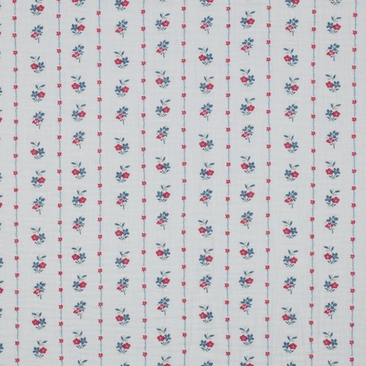 [VE-03067-001] Double Gauze Little Flowerstripes White