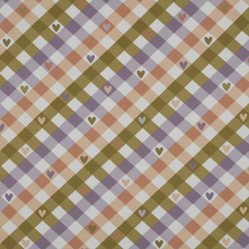 [VE-03078-002] Flanel Check/Hearts Green/Purple