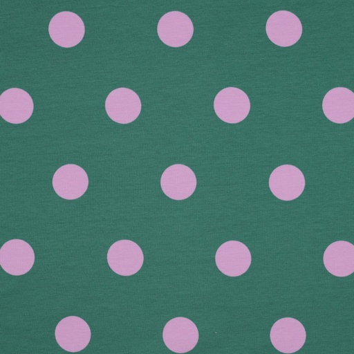 [VE-03081-011] French Terry 3 cm. Dots Rose/Green