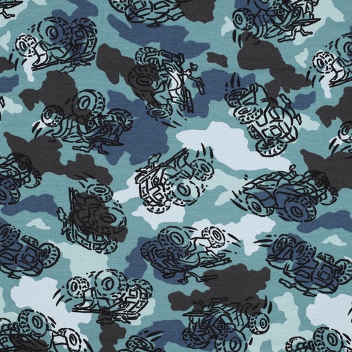 [VE-03084-003] French Terry Camo Quads Blue