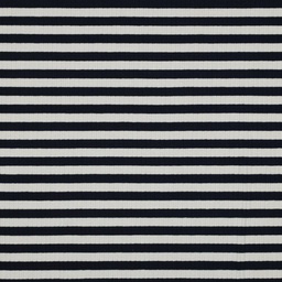 [VE-03990-001] Jersey Rib Horizontal Stripe 1 cm Navy/Ecru