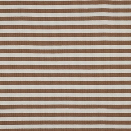 [VE-03990-002] Jersey Rib Horizontal Stripe 1 cm Kaneel/Ecru
