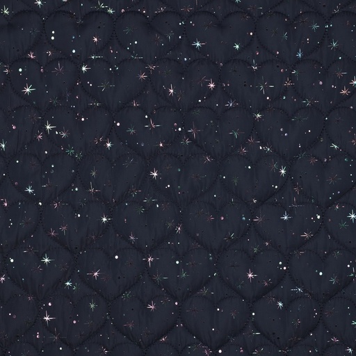[VE-03359-001] Matelassé Foil Hearts Navy