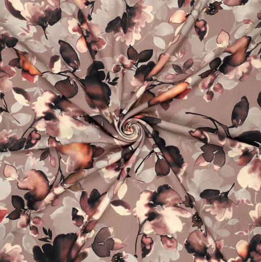 [KI-21129-100] Viscose Twill Painted Floral Vison