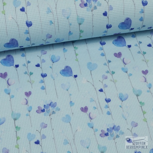 [MU-5263-1301] Jersey Picqué Heart Balloon Blue