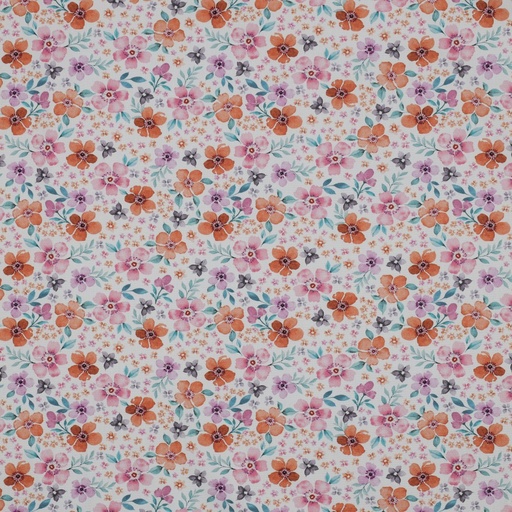 [VE-03039-002] Fine Popeline Digi. Rose Flowers White