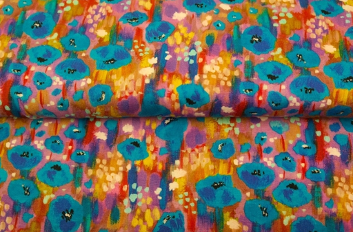 [ST-23917-09] Jersey Viscose Digi. Blue Poppy's