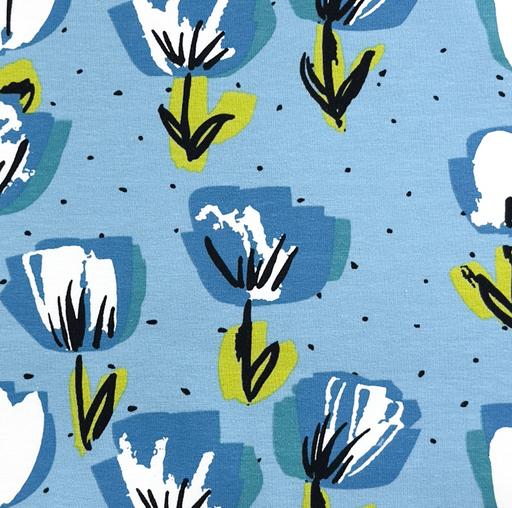 [KV-S1776R-1107] Jersey Tulips Blue