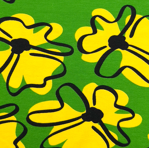 [KV-S1774R-1054] Jersey Retro Flowers Green/Yellow