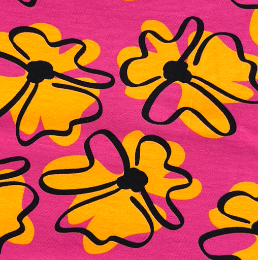 [KV-S1774R-1106] Jersey Retro Flowers Pink/Orange