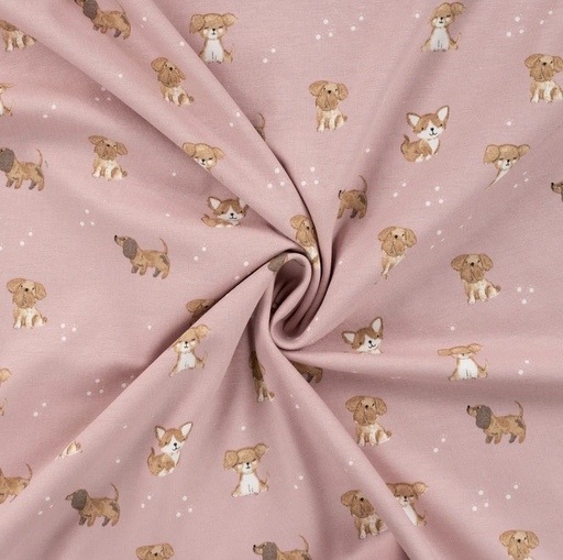 [QT-K10330-131] Jersey Print Dogs Old Rose