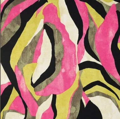 [QT-PC2500-270] Viscose Jersey Graphic Leaves Pink/Green