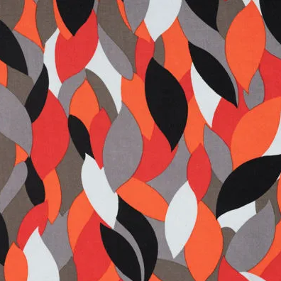 [QT-PC2515-150] Viscose Twill Print Leaves Red