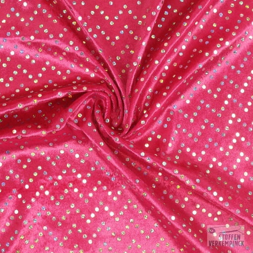 [JO-3510-105] Fluweel met pailletten Fuchsia