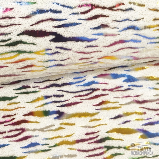 [JO-8700-131] Carnaval Pluche met folieprint Wit