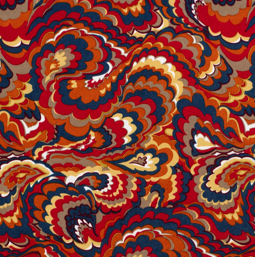 [NO-22028-016] Velvet Satin Big Paisley Red