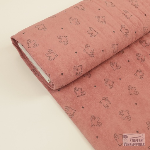 [NO-23558-014] Stretch Badstof Birds Rose