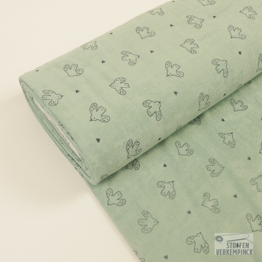 [NO-23558-021] Stretch Badstof Birds Munt