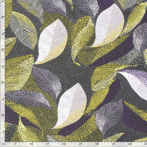 [NO-22127-068] Jersey Viscose Big Leaves Lila/Grey