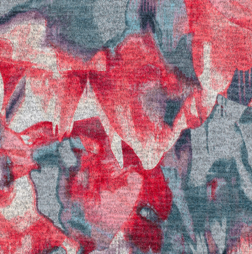 [NO-22191-008] Jersey Angora Brushed Blurred Flowers Blue