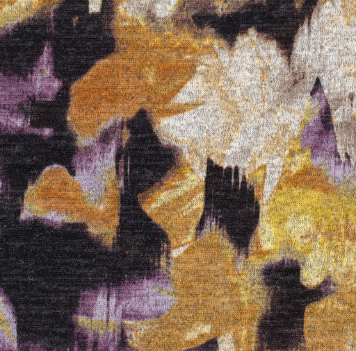 [NO-22191-045] Jersey Angora Brushed Blurred Flowers Ochre