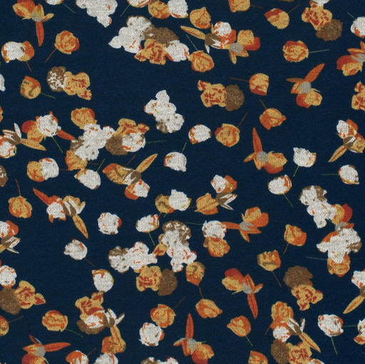 [NO-22155-108] Dubbeljersey Small Flowers Navy