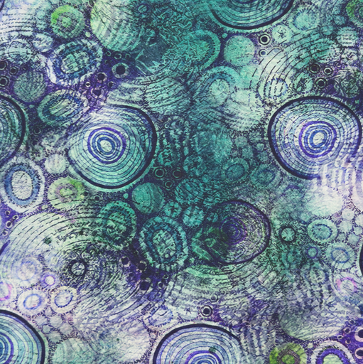 [KV-S1884-Design T] Viscose Digital Circles Petrol