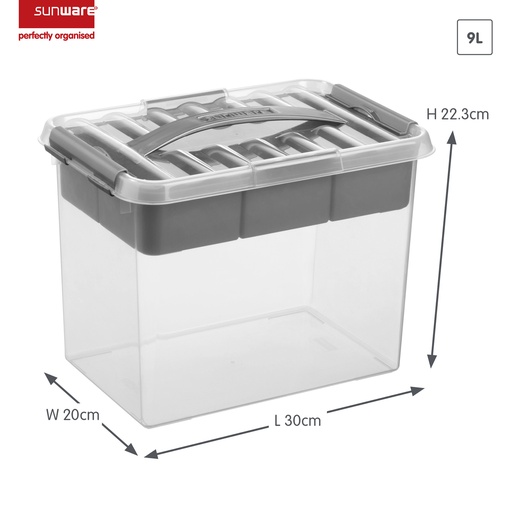 [SUN-79300409] Q-line opbergbox met inzet 9L (30x20x22,3cm) Transparant metaal
