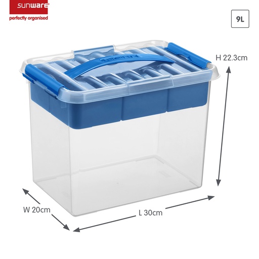 [SUN-79300411] Q-line opbergbox met inzet 9L (30x20x22,3cm) Transparant blauw
