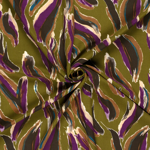 [NO-22067-027] Viscose Poplin Flames Kaki