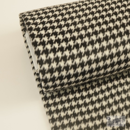 [ZA-4957-01.12] Mantelstof Pied de cocq Zwart/Wit