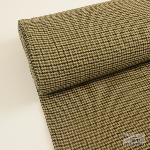 [ZA-4962-01.01] Mantelstof Pied de Poule Bruin/Beige/Groen
