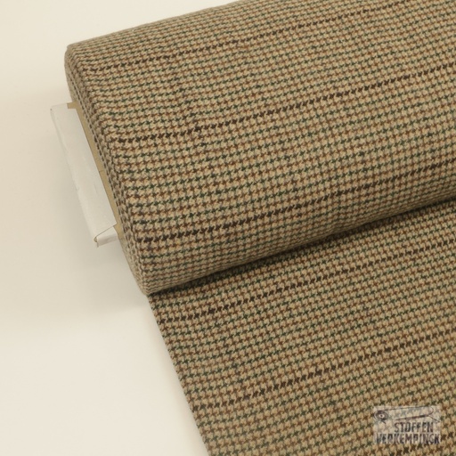 [ZA-4958-01.05] Mantelstof Prince de Galle Beige/Groen/Bruin