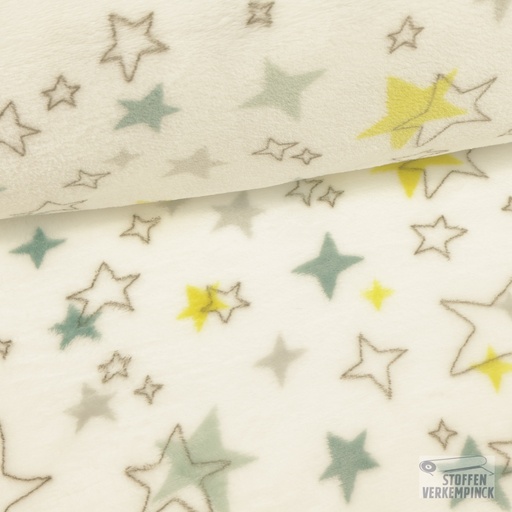 [MC-POLARESTBO-7018] Wellnessfleece Print Stars Mint and Lime - White