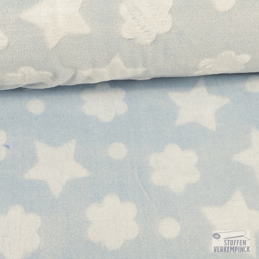 [MC-POLARBABY-5000] Wellnessfleece Print Stars/Flowers - Light Blue
