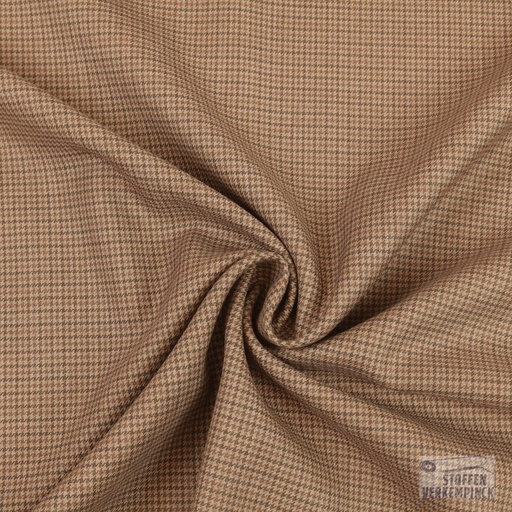 [184-0175-04] Wollen Gabardine Ruitje Rosebruin