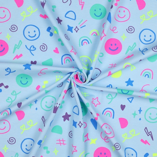 [VE-04117-002] Jersey Neon Doodles Light Blue