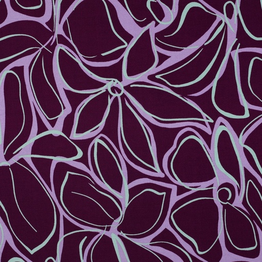 [VE-04192-001] Viscose stretch Abstract Flowers Purple