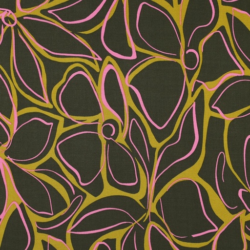 [VE-04192-006] Viscose stretch Abstract Flowers Green