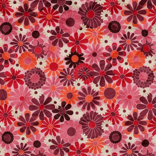 [VE-03478-001] Matelassé Velvet Digi. Flowers Fuchsia