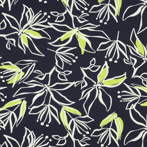 [VE-04331-002] Stretch Magnolia Modern Flowers Navy