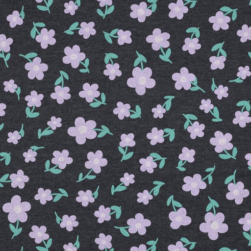 [VE-04138-005] Sweat Melange Flowered Dark Denimblue