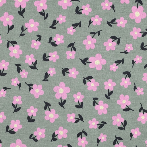 [VE-04138-017] Sweat Melange Flowered Dark Mint