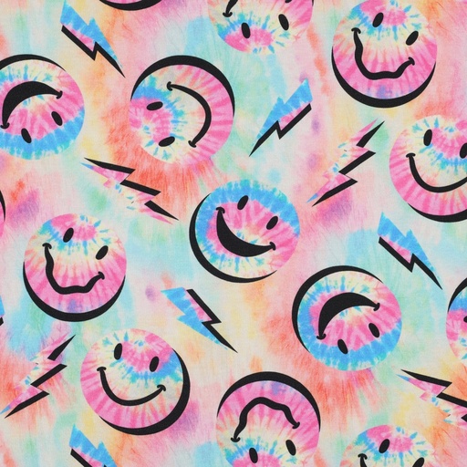 [VE-04104-001] Jersey Digital Happy Faces Rose/Blue