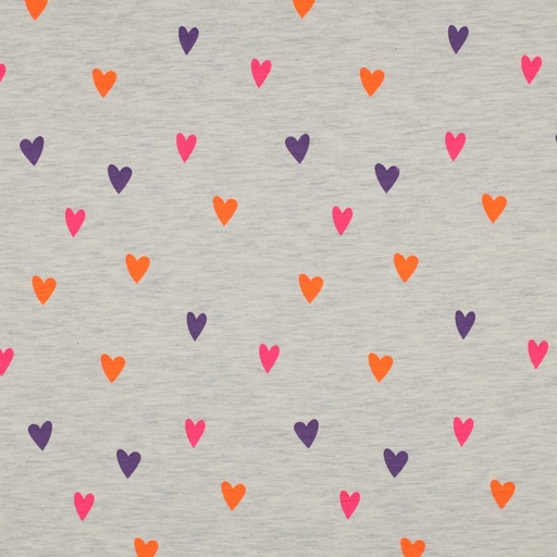 [VE-04118-001] Jersey Melange Neon Hearts Ecru