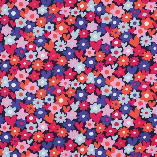 [VE-04126-001] Jersey Pretty Flowers Blue/Fuchsia
