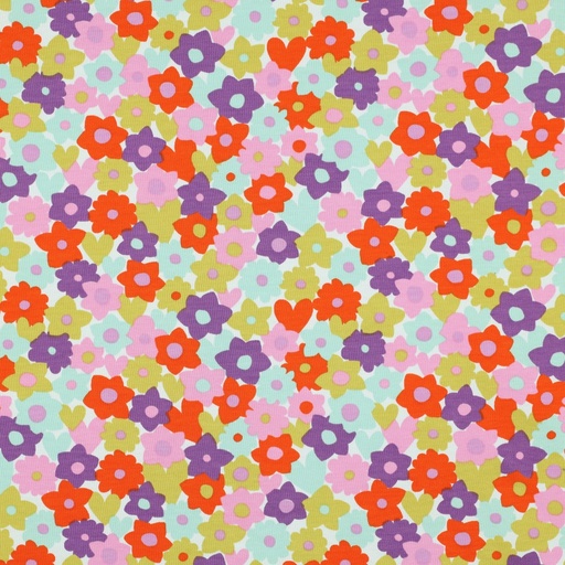 [VE-04126-002] Jersey Pretty Flowers Orange/Mint