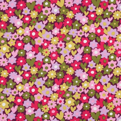 [VE-04126-007] Jersey Pretty Flowers Fuchsia/Green